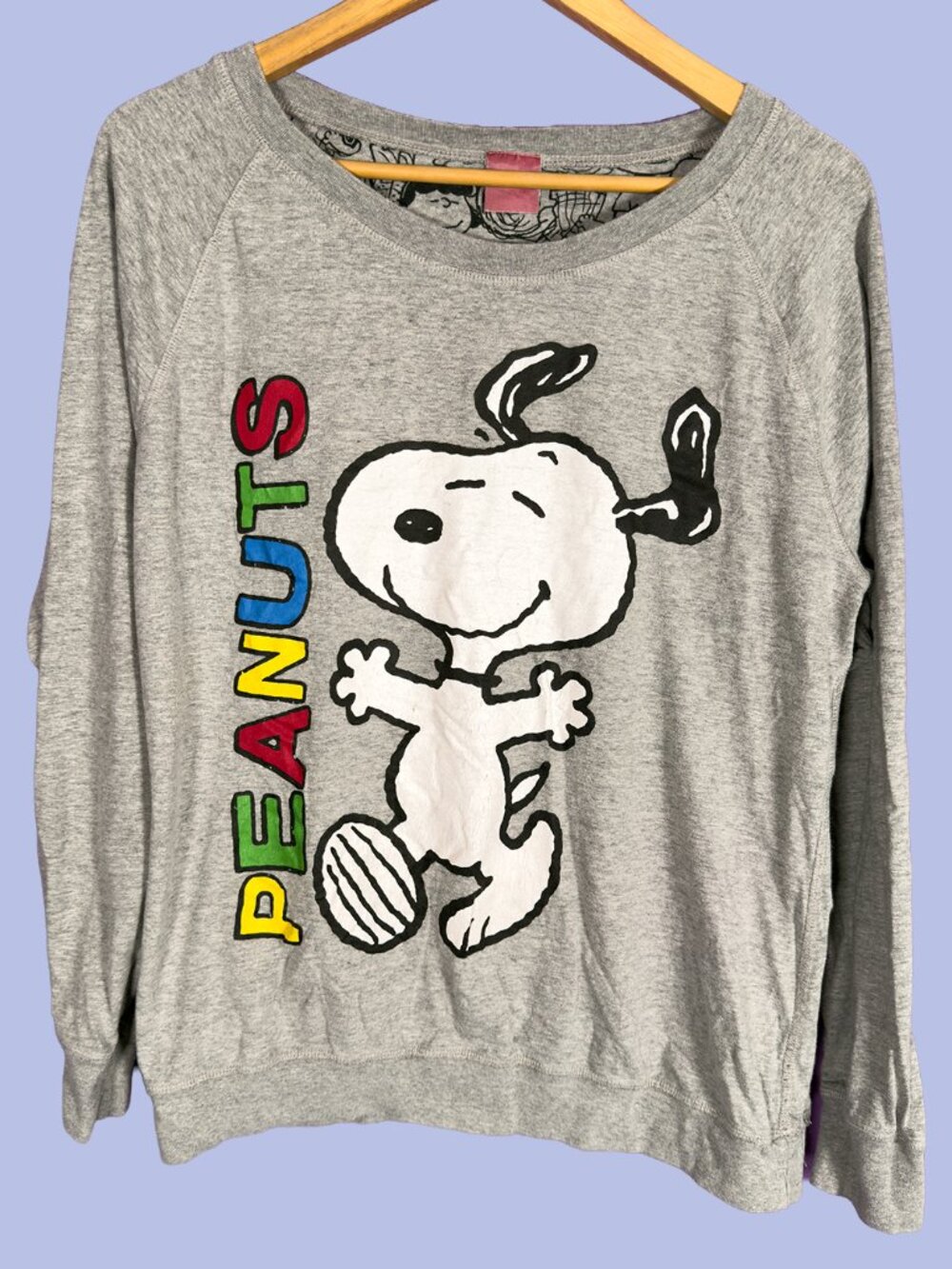 Peanuts Snoopy Graphic Longsleeve Shirt Grey Size XL